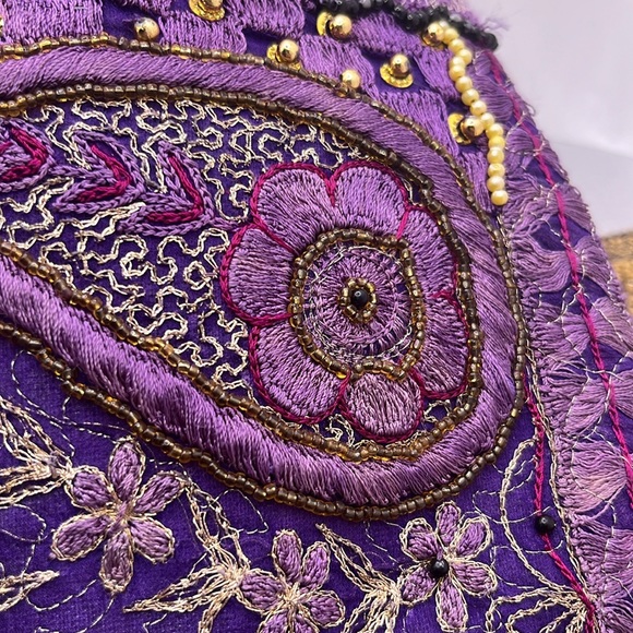 Maximalist Purple Paisley Beaded Handbag by World Finds Fair Trade and Handmade - Picture 2 of 8